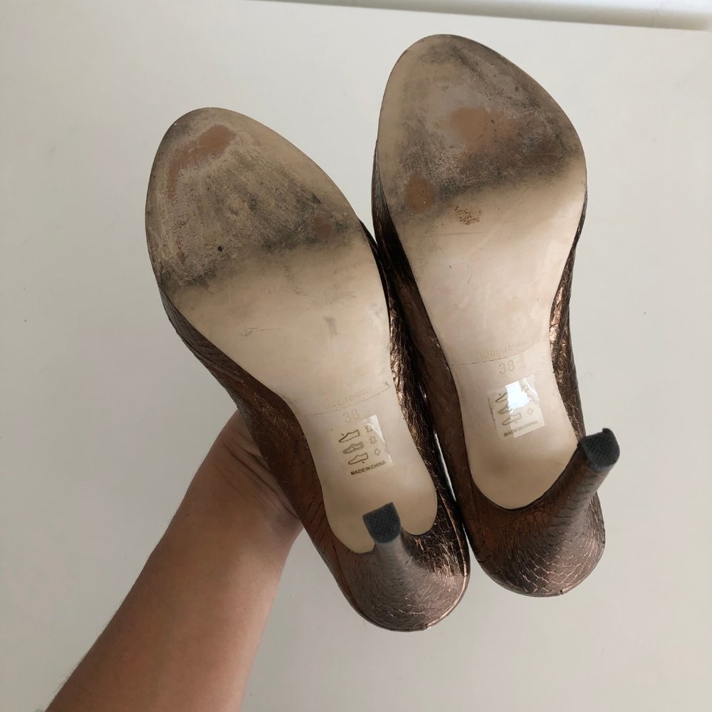 Reiss Metallic peep toe platform high heels EU38 - Picture 5 of 6